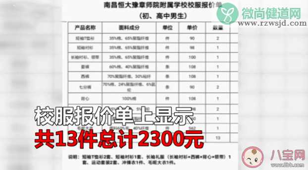 初一学生校服收费2300元是怎么回事 初一学生校服收费2300元为什么这么贵