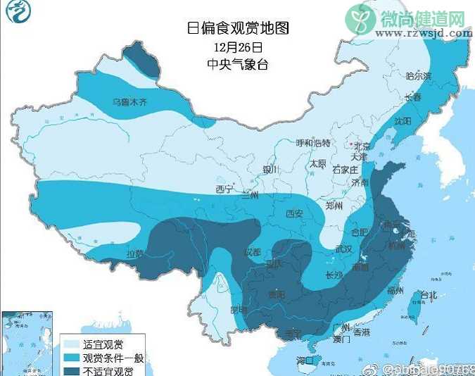 2019日偏食观赏地图 哪里能看到日偏食