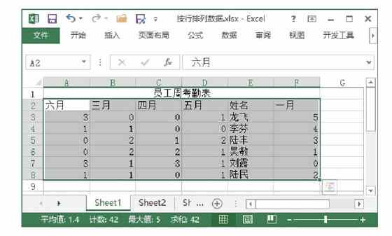 Excel工作表中数据按行排列的方法